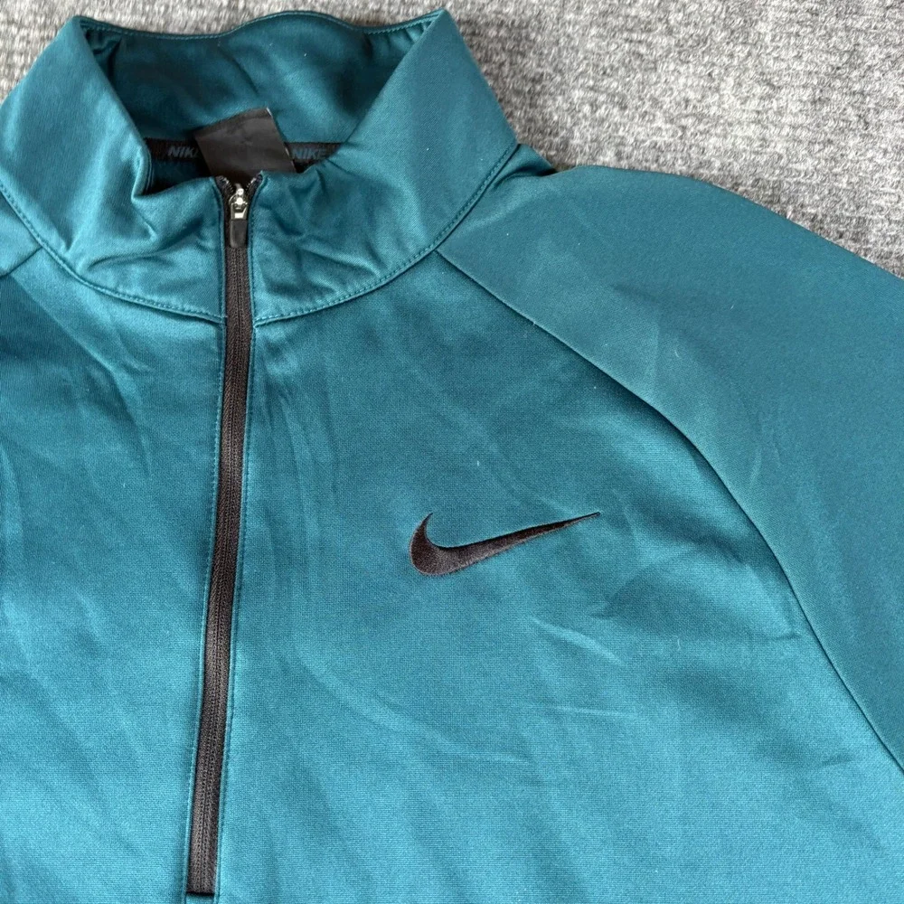 Nike Dri-FIT Mens XL 1/4 Zip Pullover Teal Green Mock Neck Long Sleeve Shirt